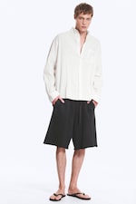 Striped Dusty White - Loose Structured Buttoned Shirt - 1