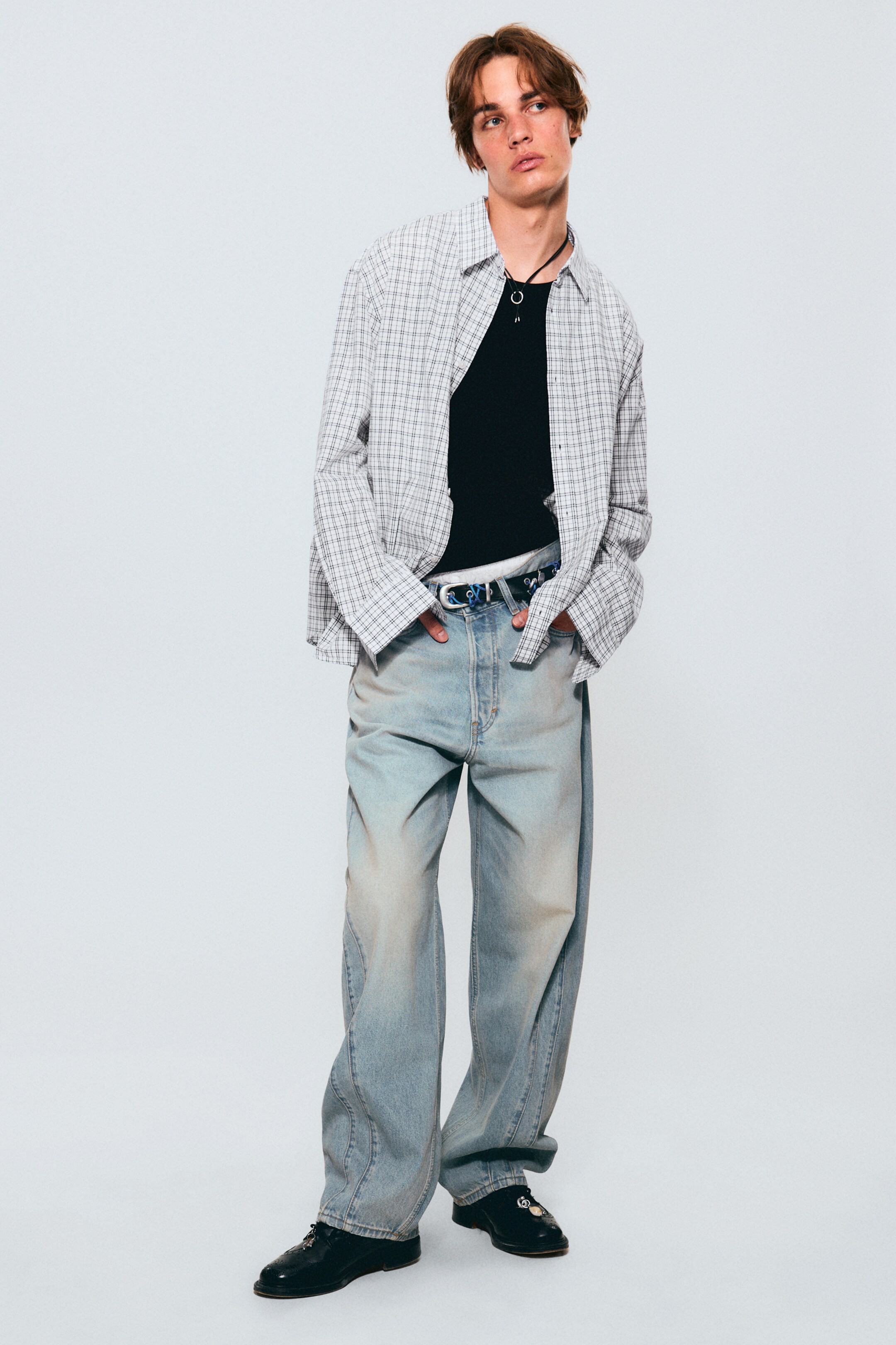 View larger image: Panelled Loose Fit Baggy Leg Unisex Jeans - Port Blue - Light Blue - Men | H&M GB 3