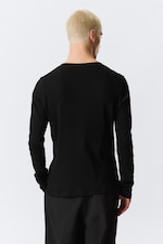 Black - Long-Sleeved Henley T-shirt - 3