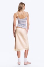 Rose poudré - Jupe midi satin et dentelle - 3