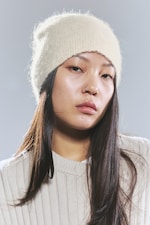 Dusty White - Hairy Alpaca-Blend Beanie - 1