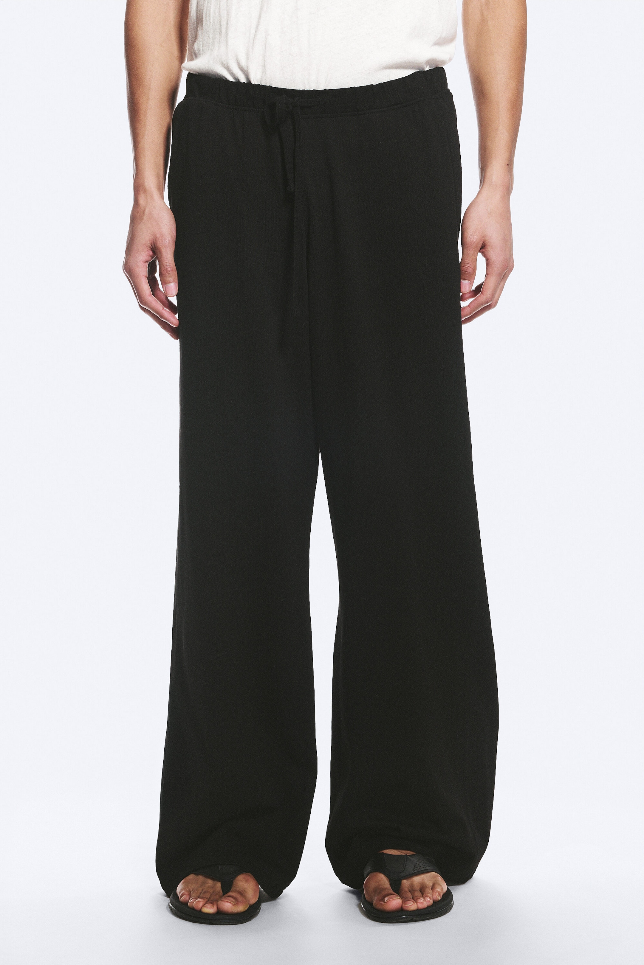 Black - Wide Pyjama Cotton Trousers - 2