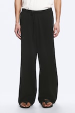 Black - Wide Pyjama Cotton Trousers - 1