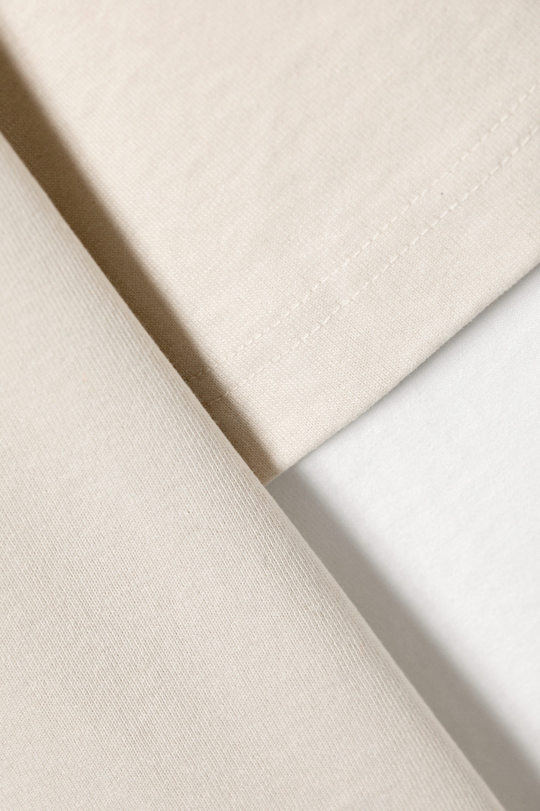 Light Beige & White - Double-Layered Cotton T-shirt - 5