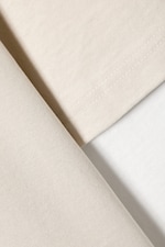 Light Beige & White - Double-Layered Cotton T-shirt - 5