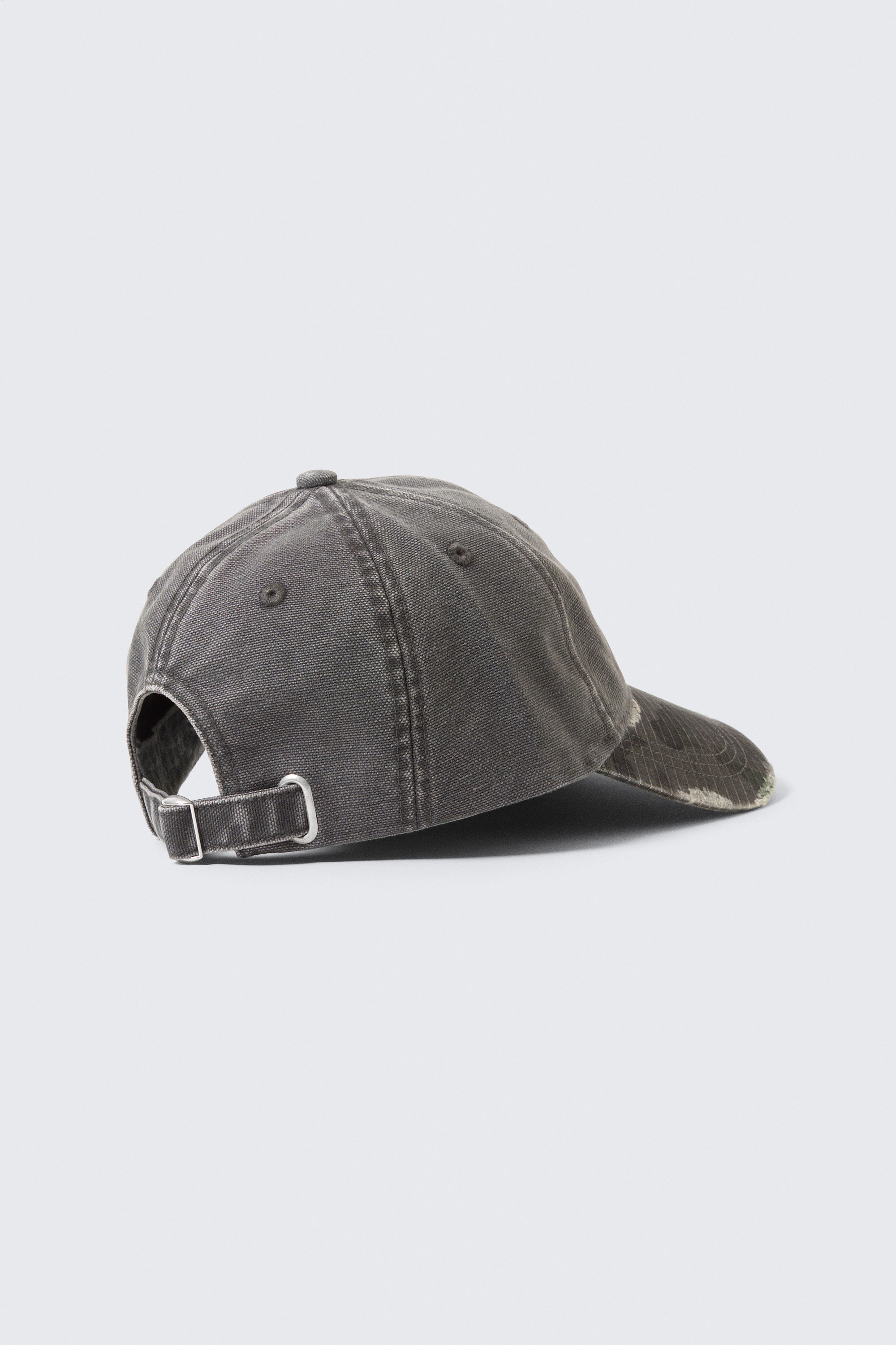Grey - Trashed Camo - Distressed Cotton Canvas Baseball Cap - 3