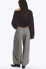 Gris foncé à carreaux - Pantalon ballon tissé taille basse - 3