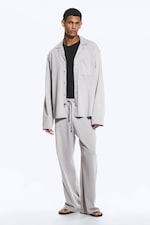 Helles Staubgrau - Baumwoll-Pyjamahemd - 2