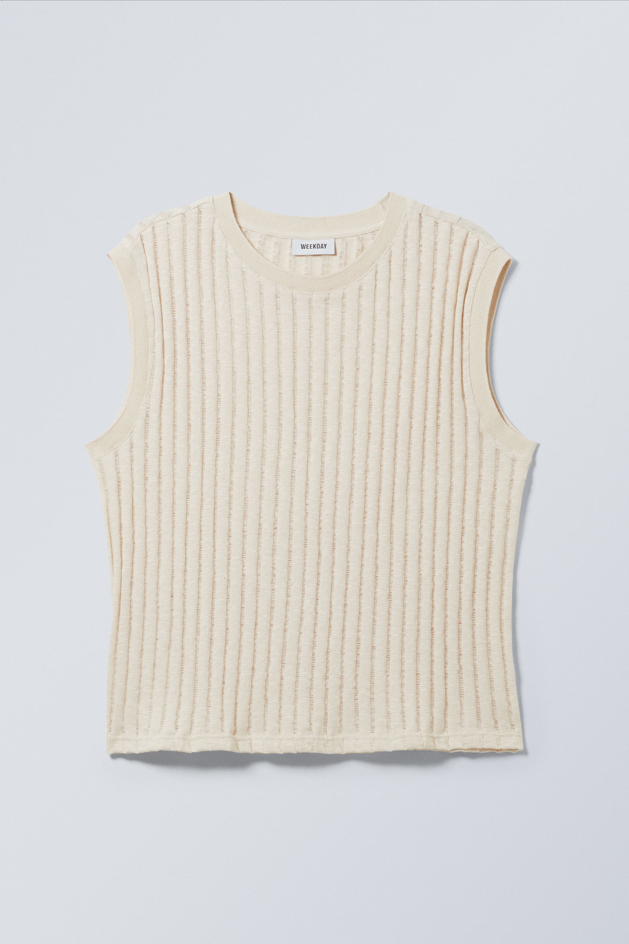 Light Dusty White - Jacquard Knitted Tank Top - 0