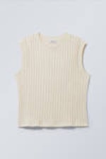 Light Dusty White - Jacquard Knitted Tank Top - 0