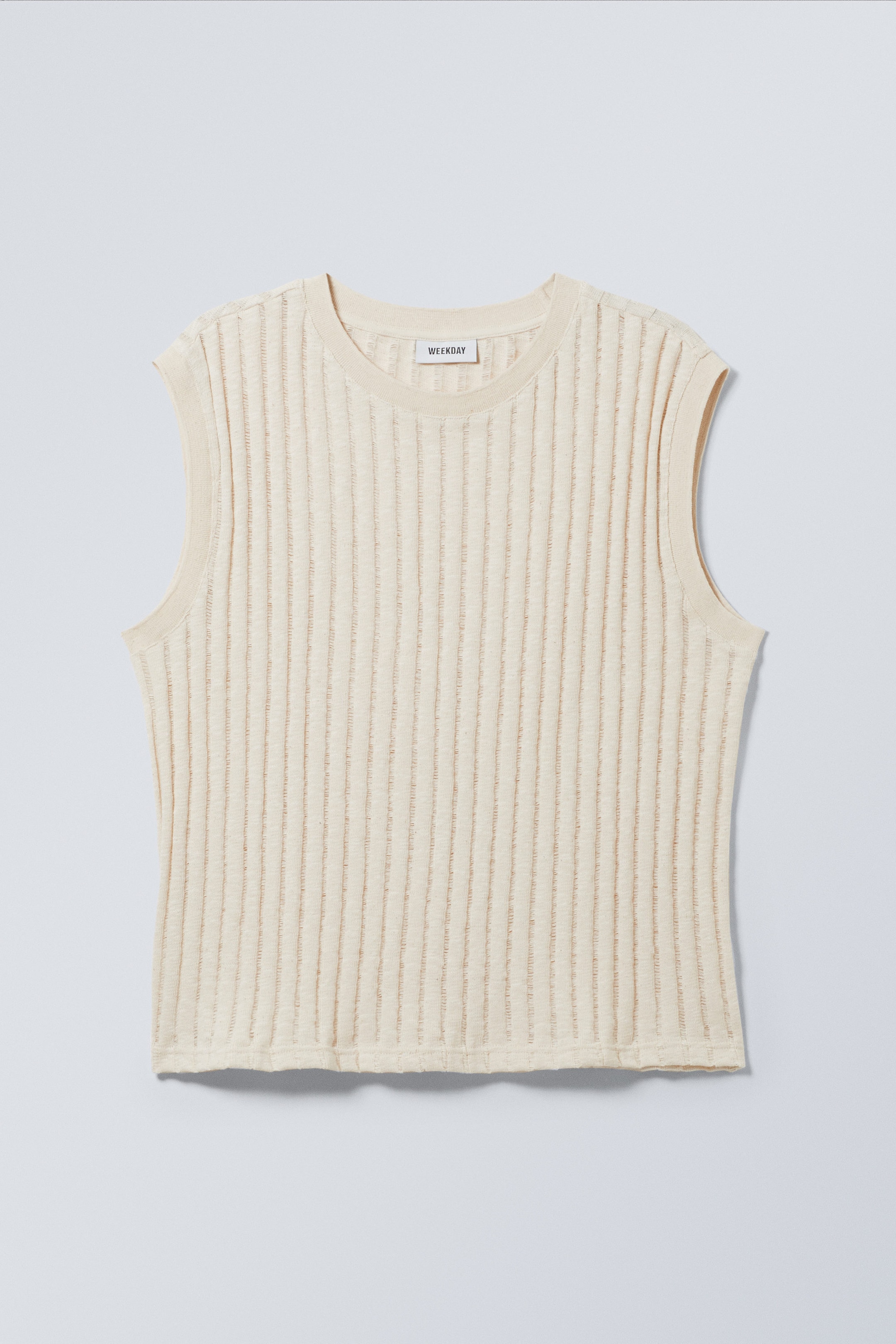 Helles Staubweiß - Tanktop aus Jacquard-Strick - 0