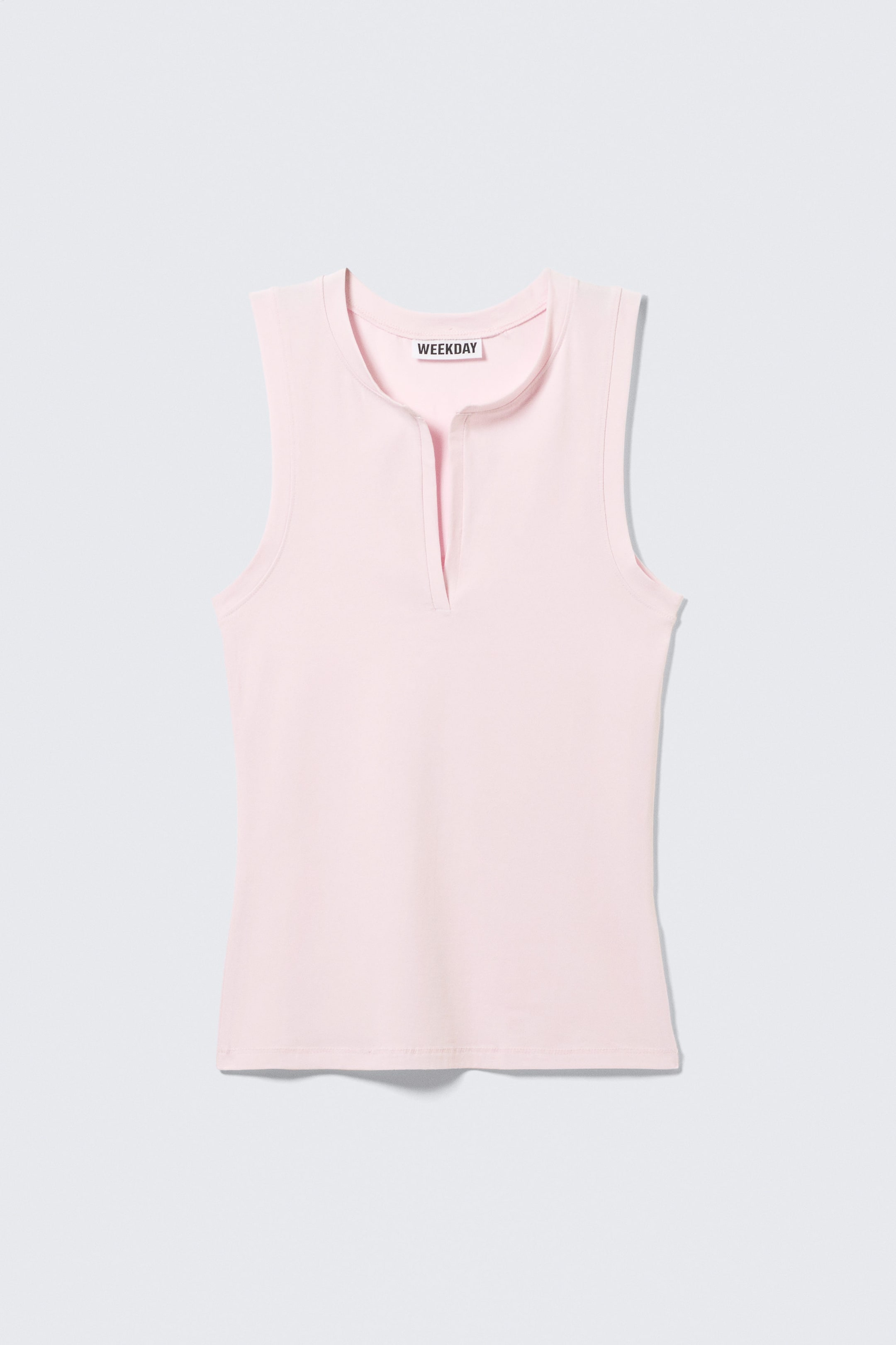 Hellrosa - Schmales, ärmelloses Top mit V-Ausschnitt - 4