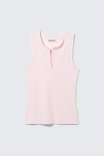 Hellrosa - Schmales, ärmelloses Top mit V-Ausschnitt - 4