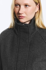 Dark Grey Melange - Wool-blend funnel jacket - 2