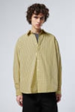 Checked Light Yellow - Oversized Checked Poplin Shirt - 0