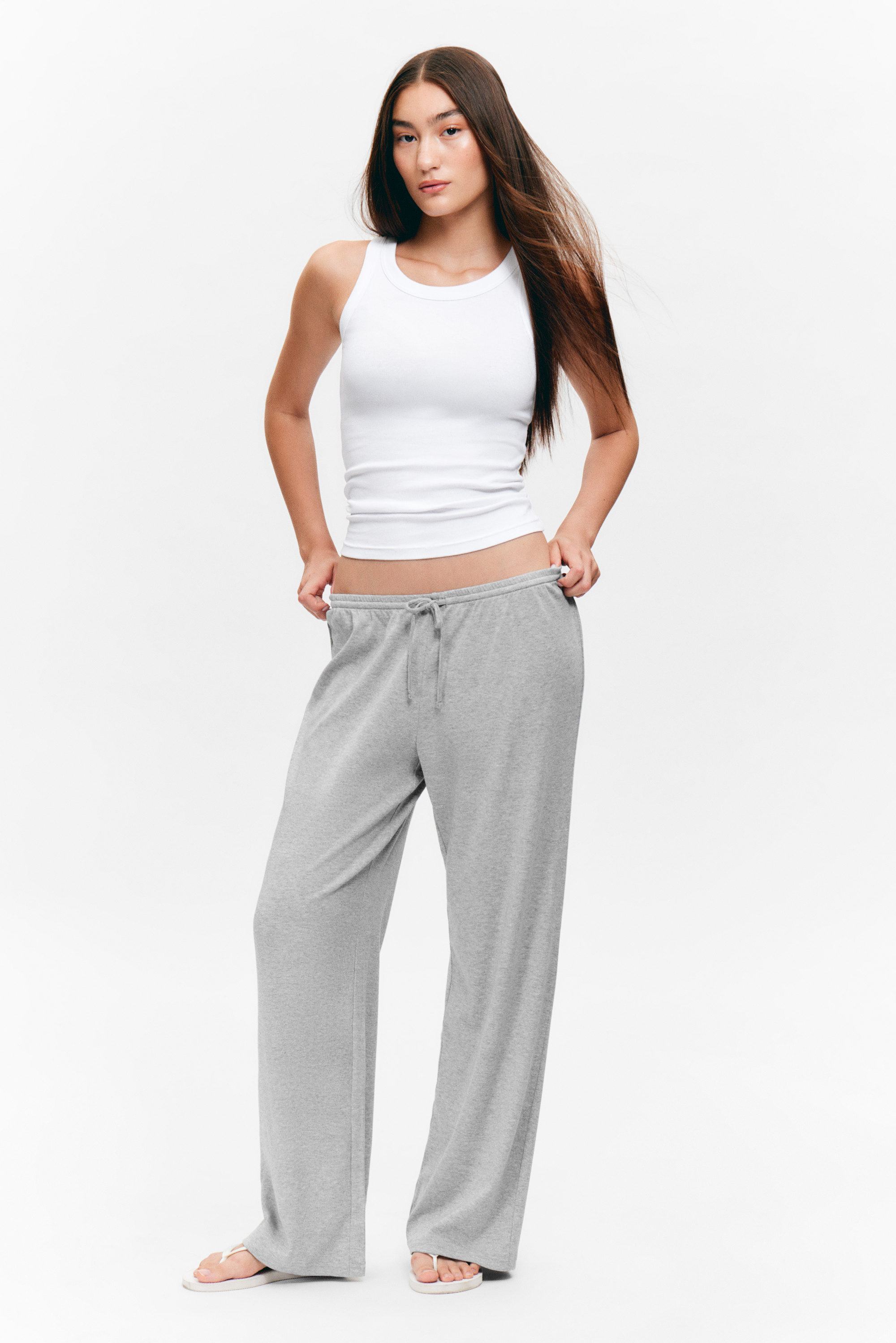 Grey Melange - Relaxed Pyjama Trousers - 2