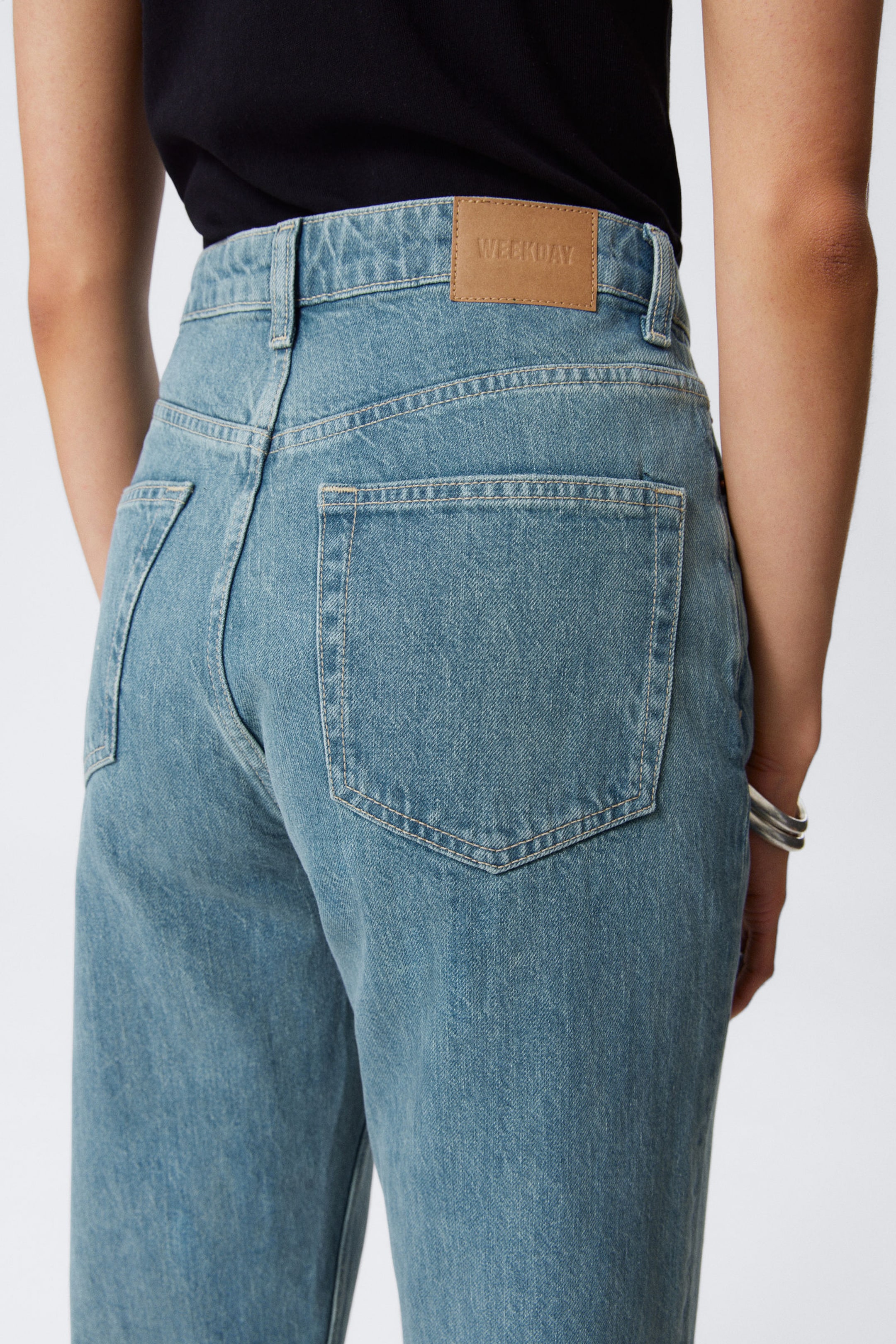2000 Blue - Mittelblau - Rowe Super High Waisted Regular Straight Leg Jeans - 3