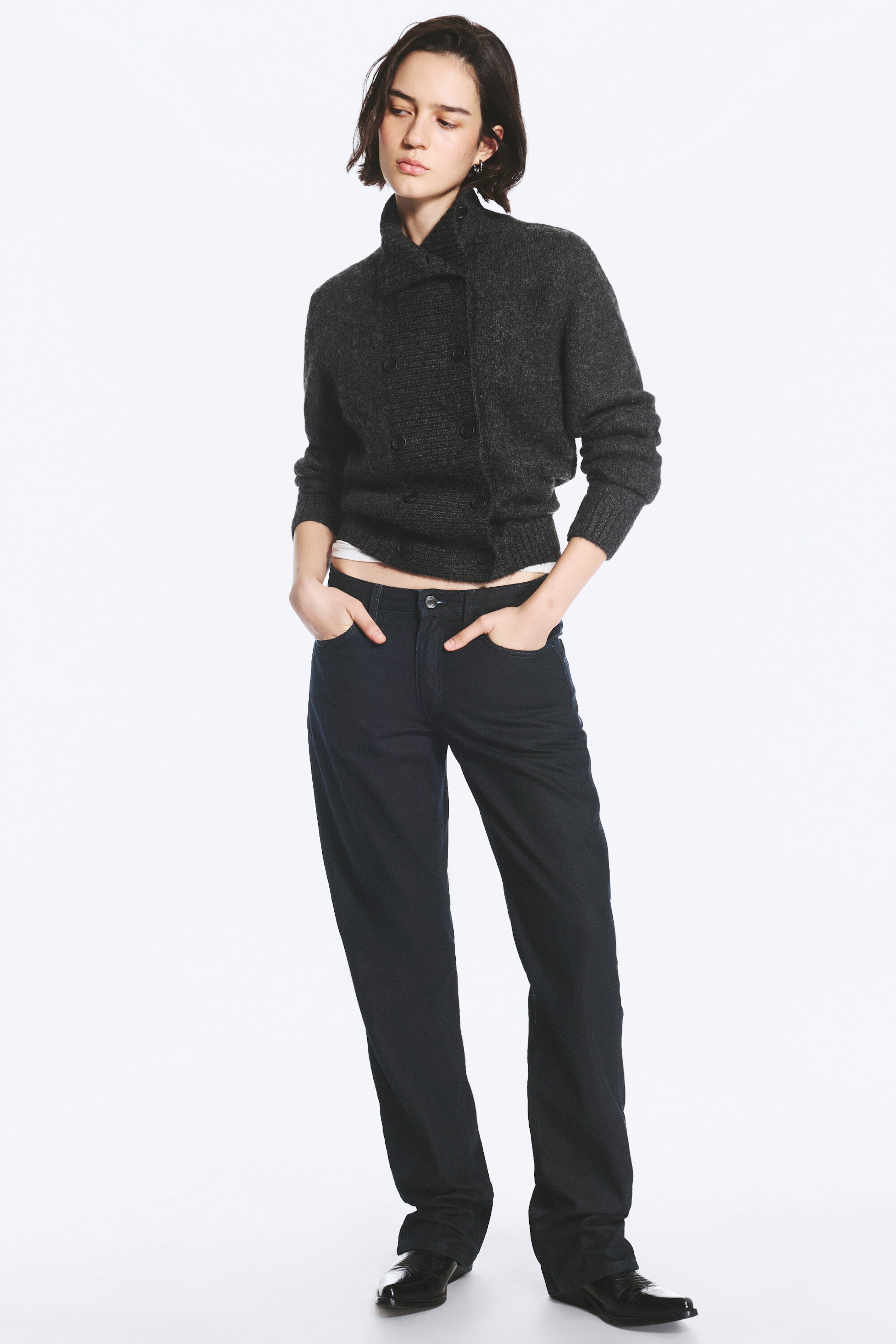 Indigo Coating - Dark Blue - Laika Coated Mid Rise Straight Jeans - 1