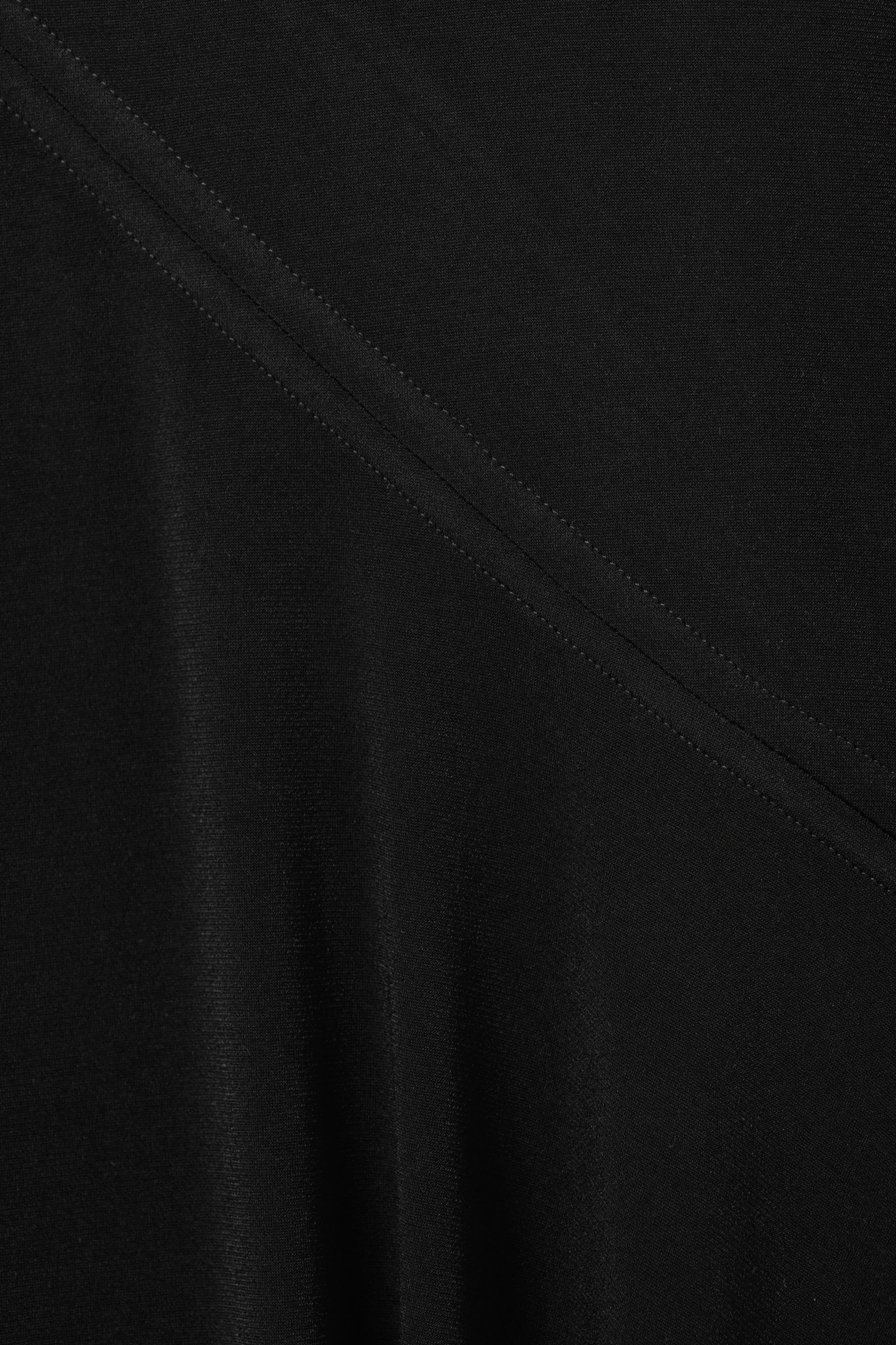 Black - Long-Sleeved Asymmetric Draped Dress - 1