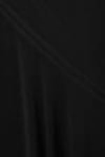 Black - Long-Sleeved Asymmetric Draped Dress - 1
