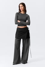 Black - Strappy Mini Wrap Skirt - 0