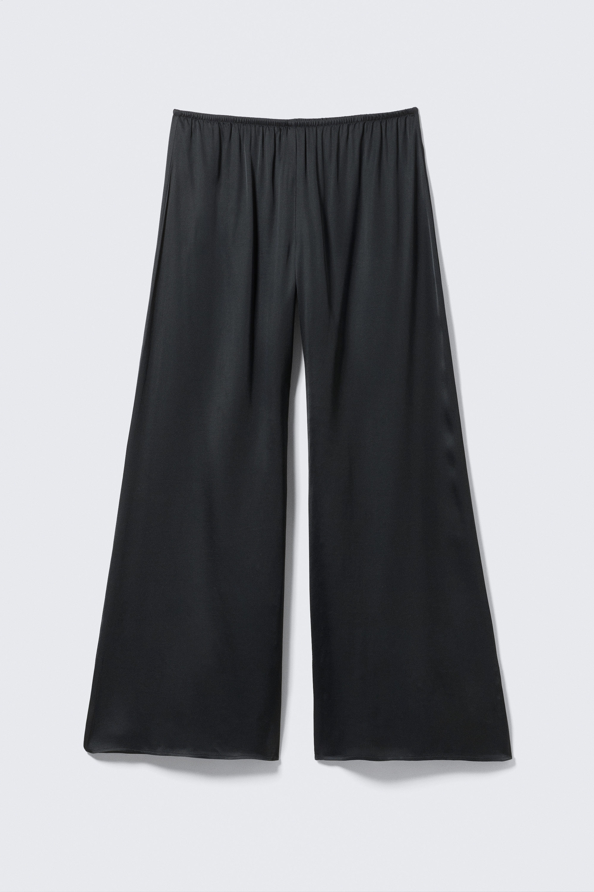 Dark Grey - Draped Wide-Leg Satin Trousers - 4