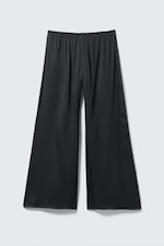 Dark Grey - Draped Wide-Leg Satin Trousers - 4