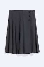 Checked Dark Grey Melange - Plissierter Midirock - 4
