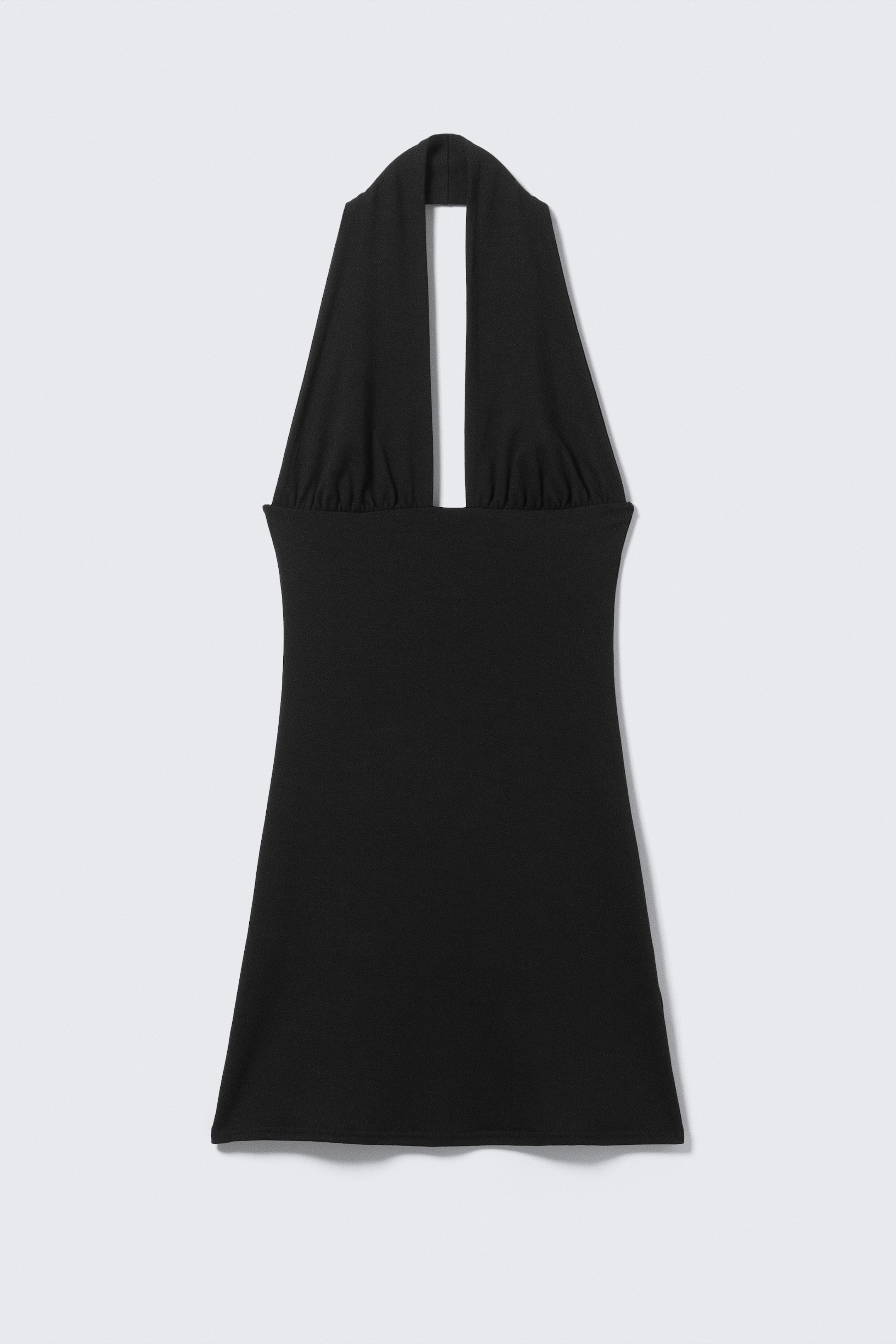 Black - Sleeveless Halter Mini Dress - 3