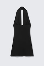 Black - Sleeveless Halter Mini Dress - 3
