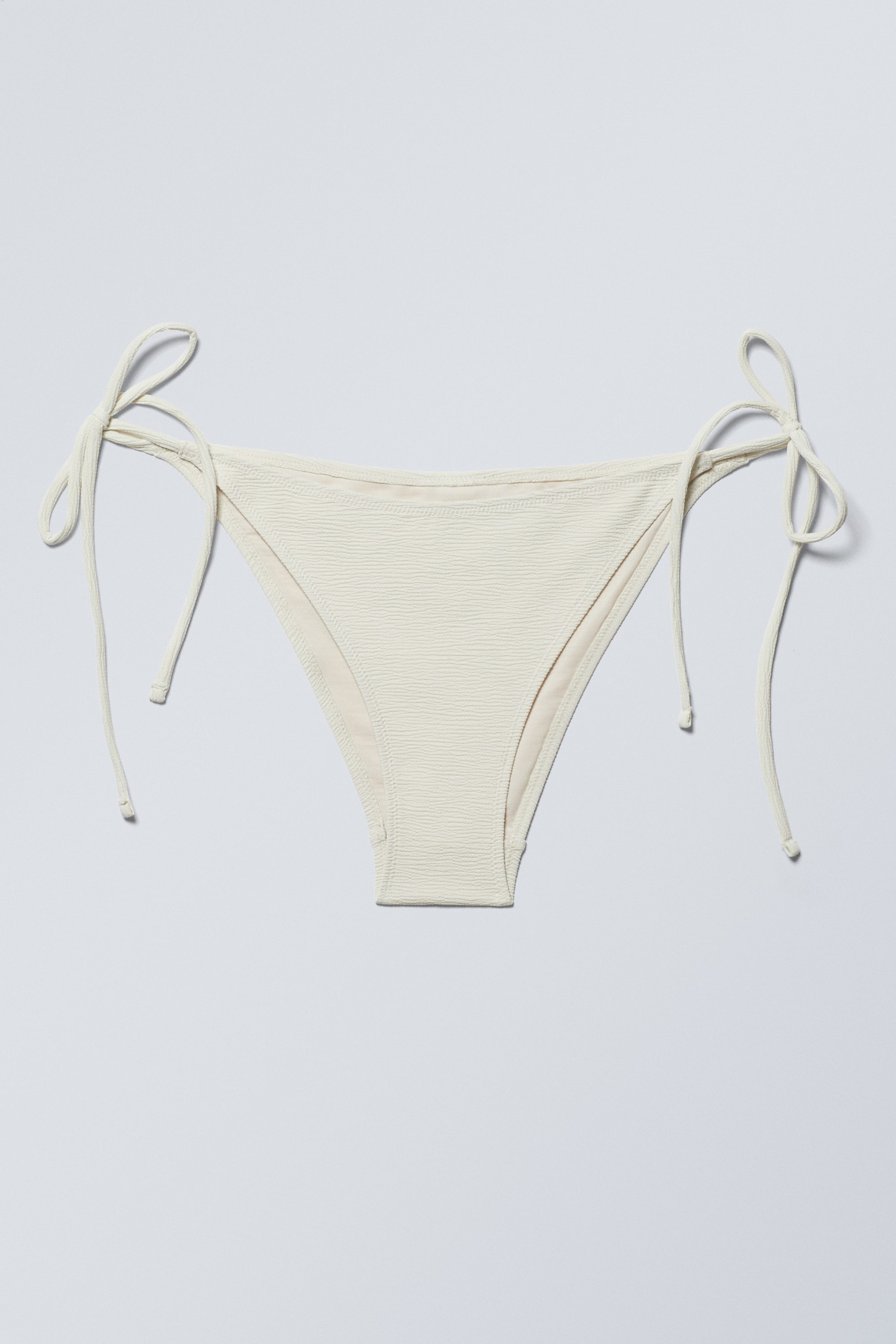 Light Beige - Structured Strappy Tie Bikini Bottoms