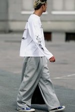Gråmelert - Plissert joggebukse med løs passform - 4