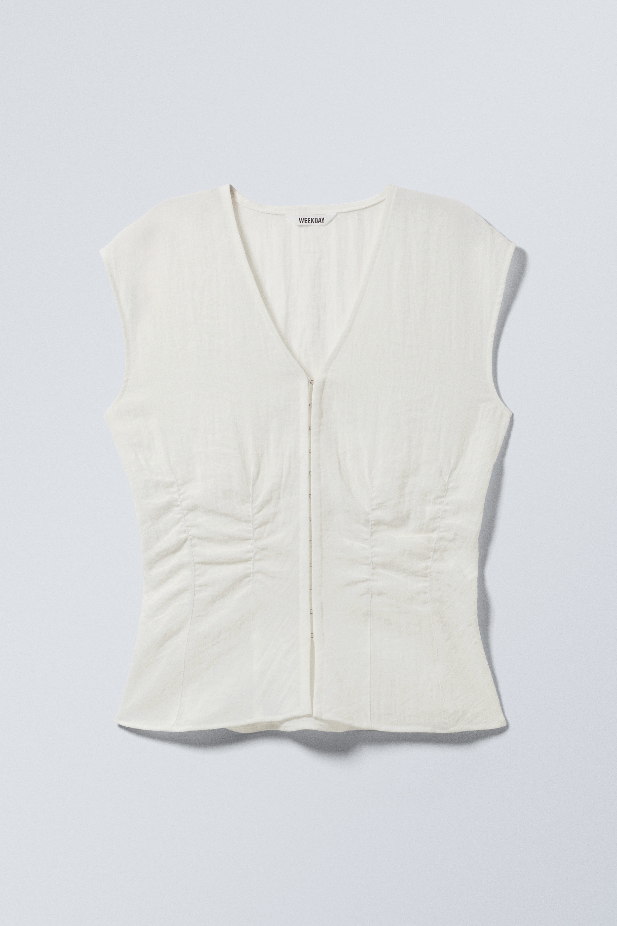 Sleeveless Crinkle Top - White/Λευκό/Black/Dark Grey