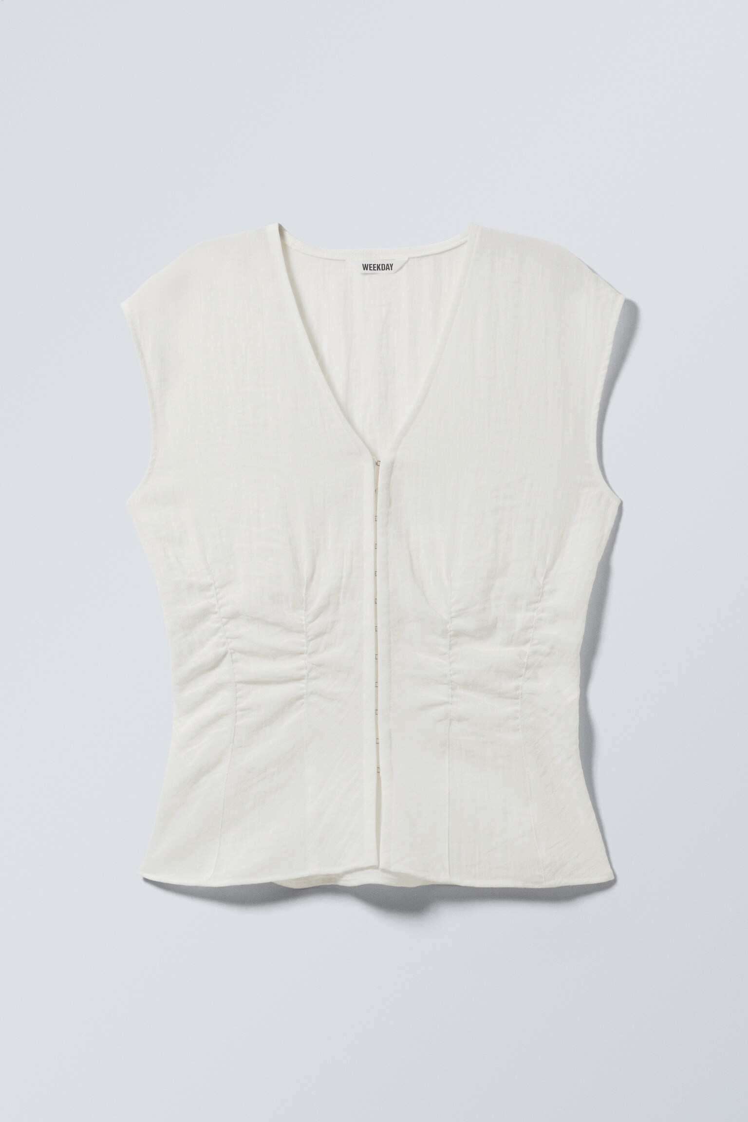 Sleeveless Crinkle Top - White/White/Black/Dark Grey - 2