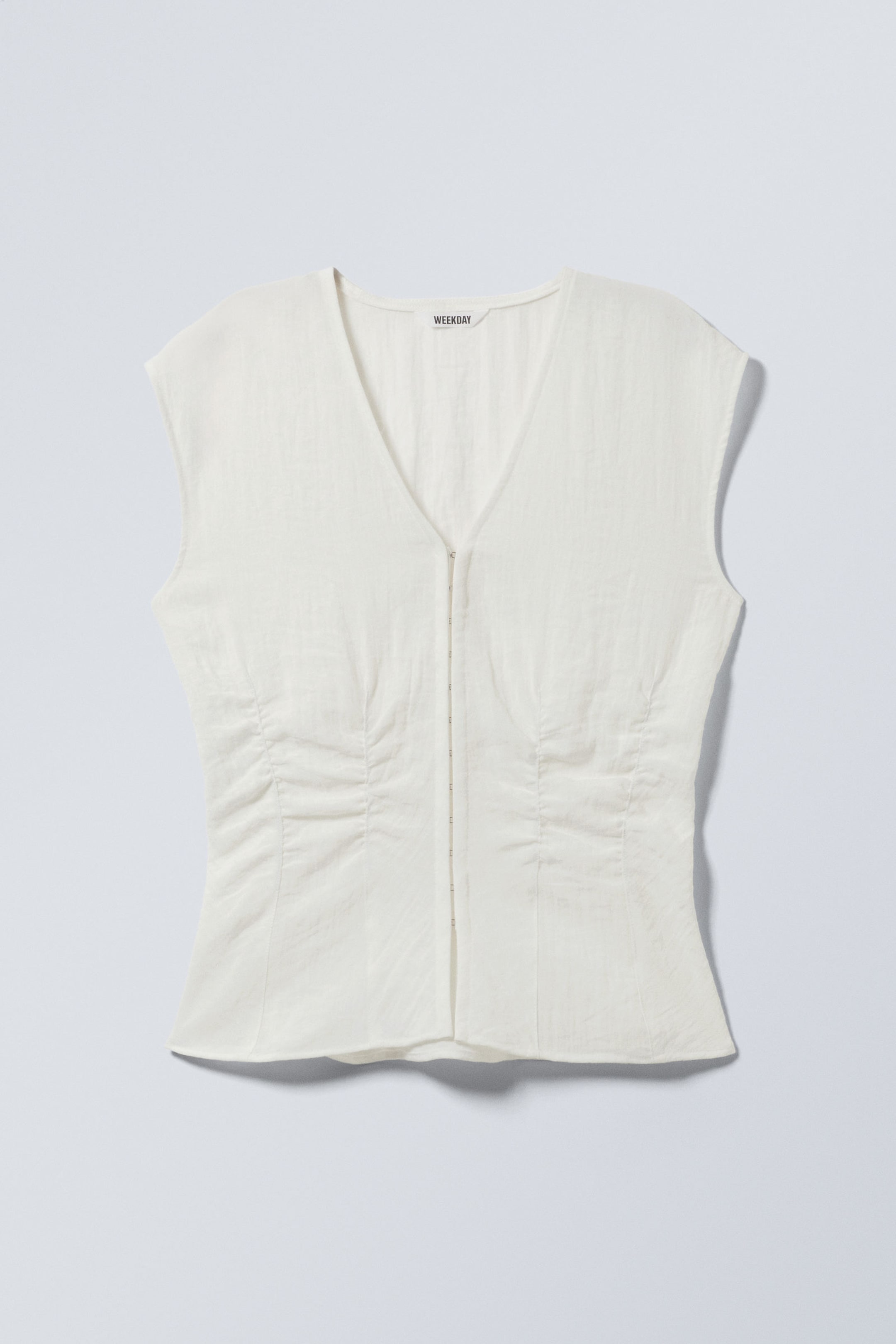 White - Sleeveless Crinkle Top - 4