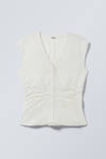 White - Sleeveless Crinkle Top - 4