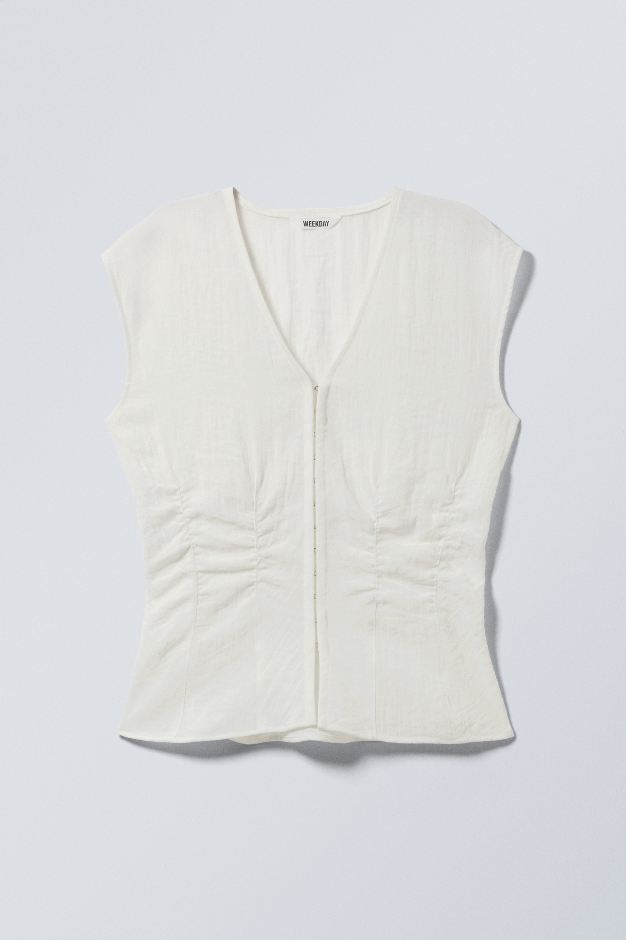 Weiß - Ärmelloses Knitter-Top - 1