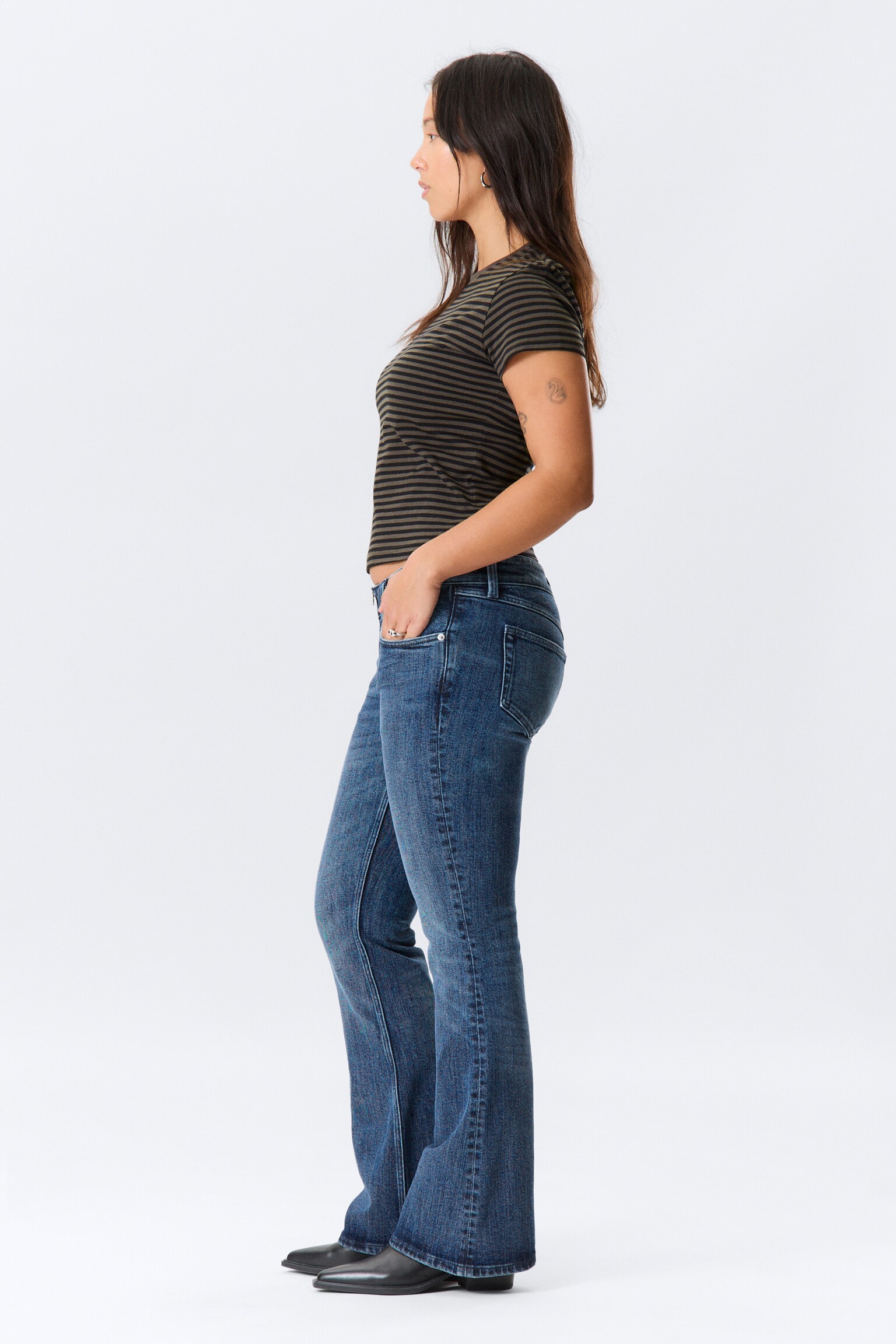 Hour Low Rise Skinny Bootcut Leg Jeans - Dusky Blue - Mellomblå - 4