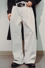 Ljusbeige - OTIS BAGGY CHINOS I BOMULLSTWILL MED VECK - 0