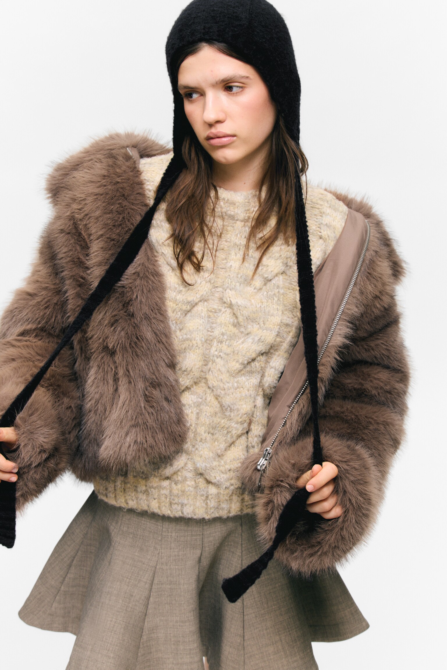 Bonnet noué en maille - Noir/Bordeaux/Gris foncé chiné - 5