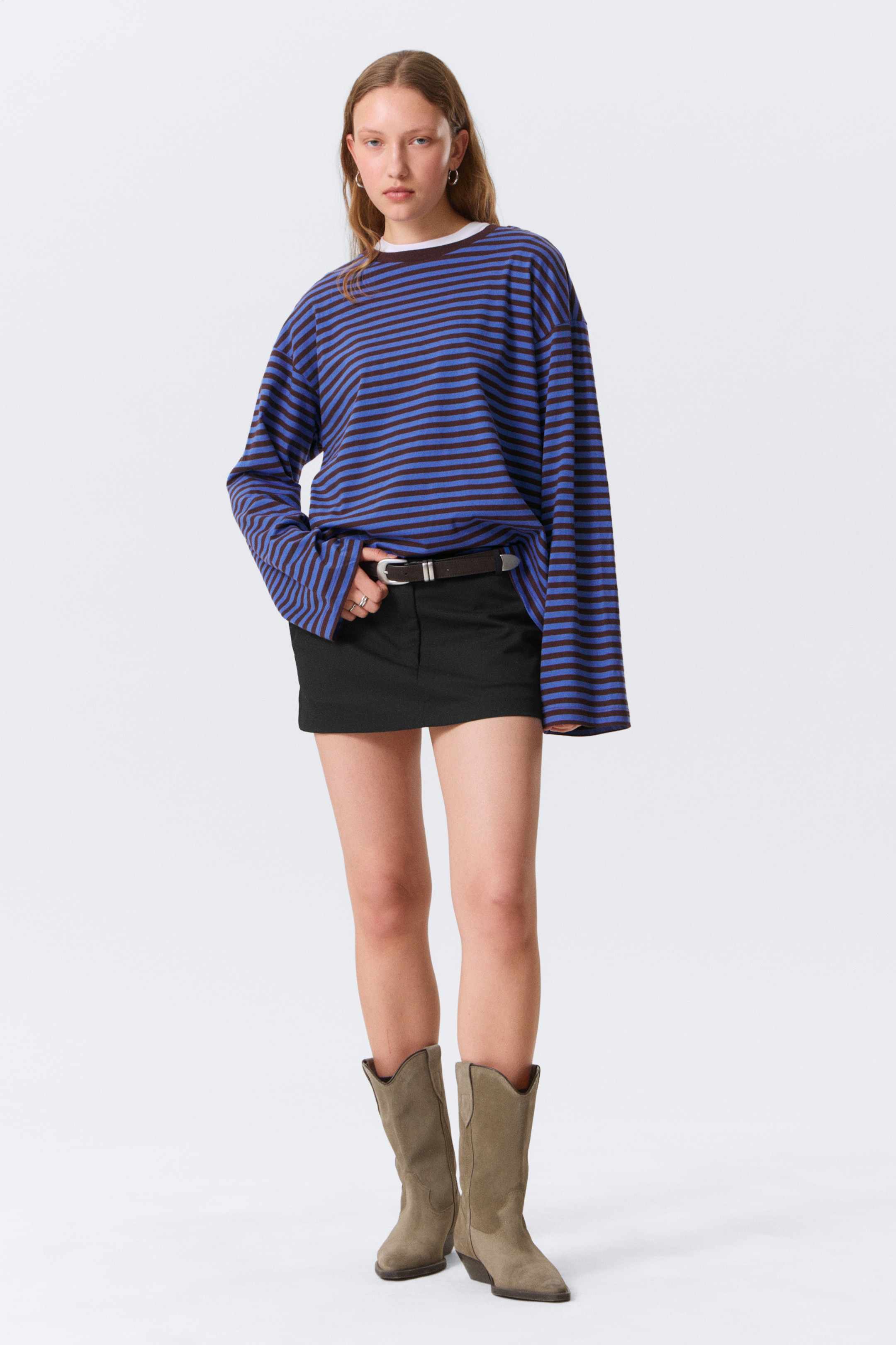 Zobacz większy obraz: Bawełniany T-shirt z długim rękawem - Blue & Burgundy Stripes - ONA | H&M PL 1