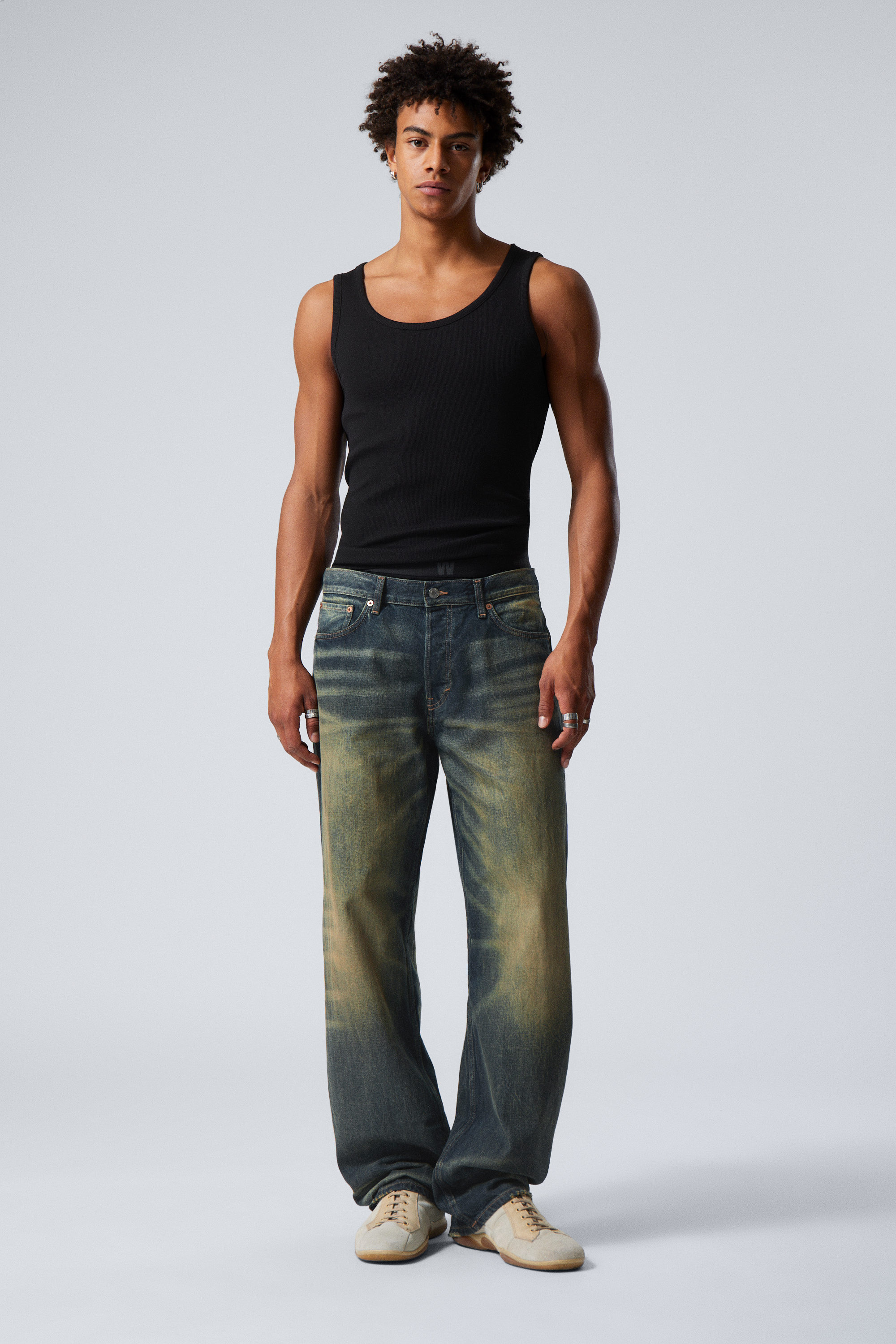 Carson Blue - Medium Blue - Sphere Low Rise Loose Straight Leg Jeans - 1