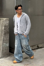 Grey Melange - Laser Cut Zip Hoodie - 0