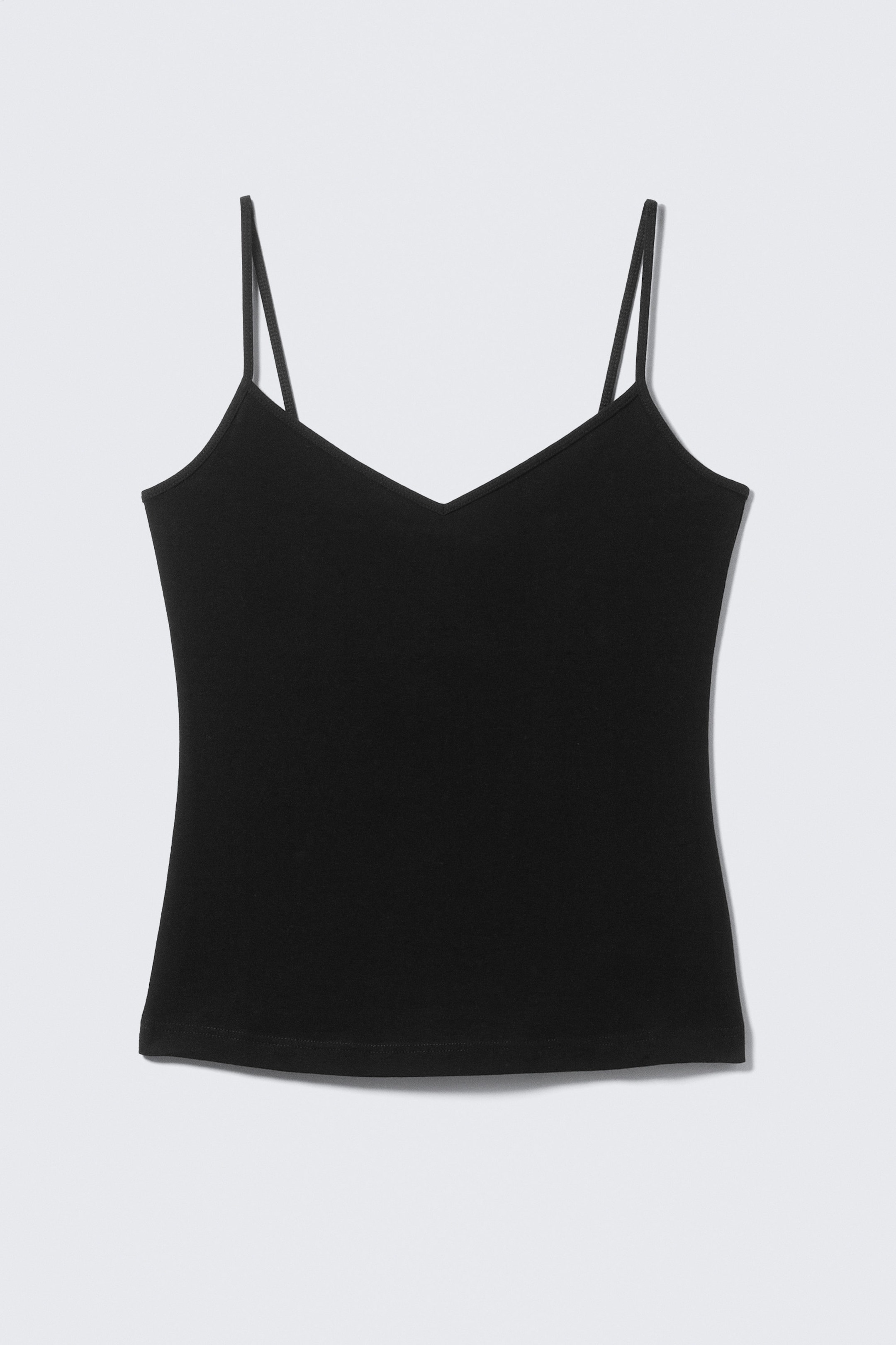 Schwarz - Schlankes Baumwoll-Unterhemd mit V-Ausschnitt - 3