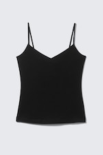 Schwarz - Schlankes Baumwoll-Unterhemd mit V-Ausschnitt - 3