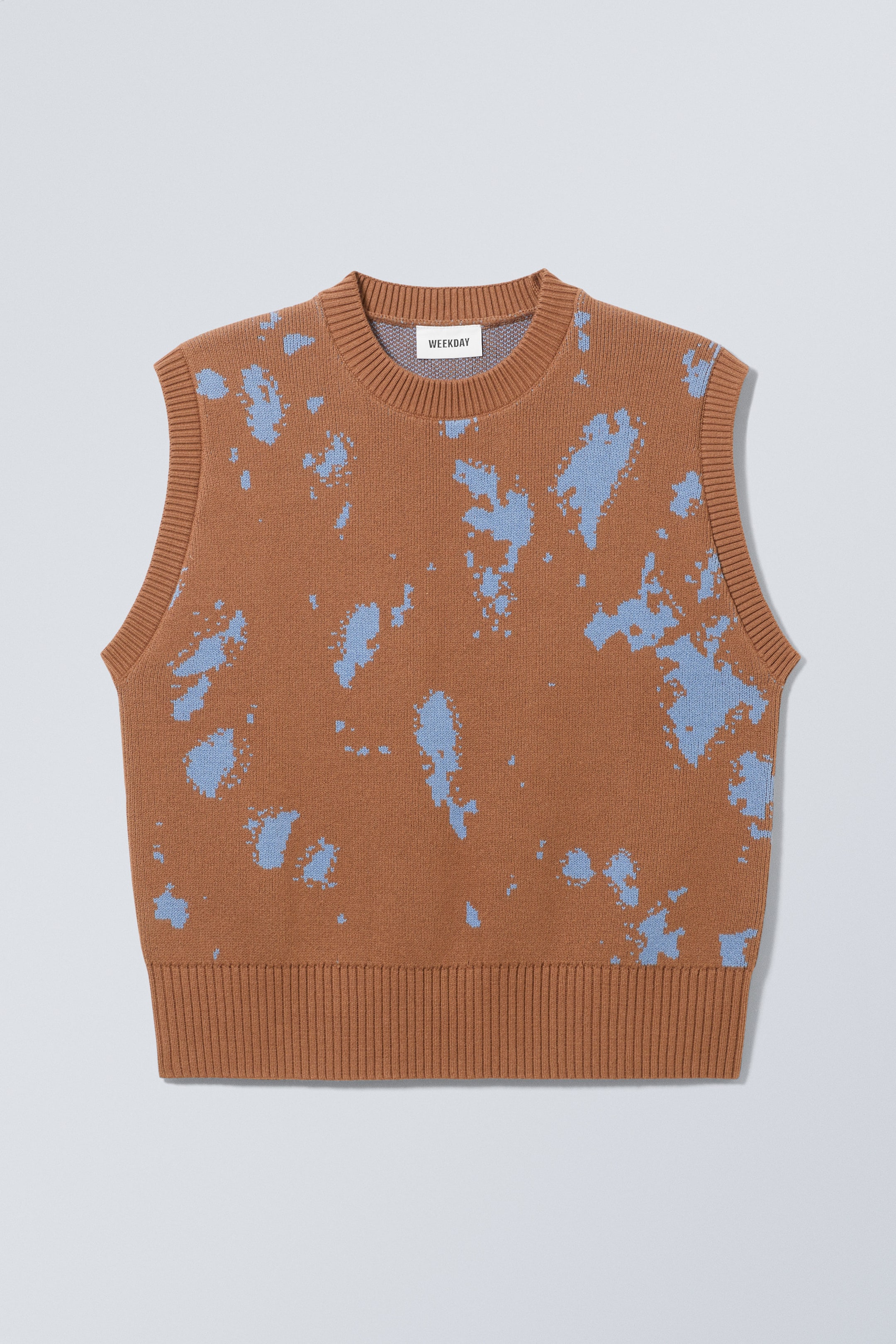 Blue Stained Brown - Shrunken Knitted Vest - 0