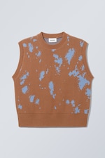 Blue Stained Brown - Shrunken Knitted Vest - 0