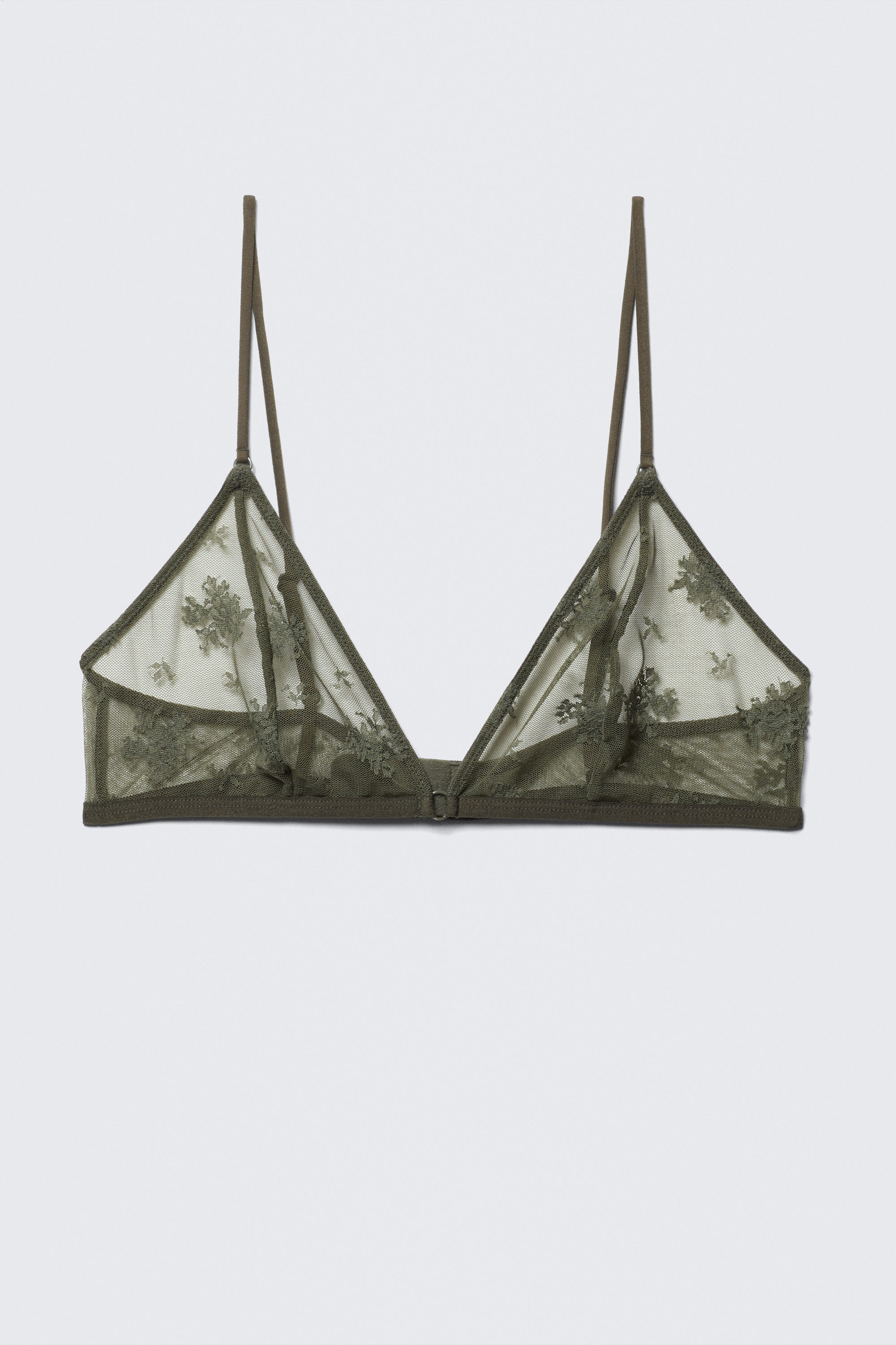 Dark Khaki Green - Mjuk triangel-BH i spets - 1