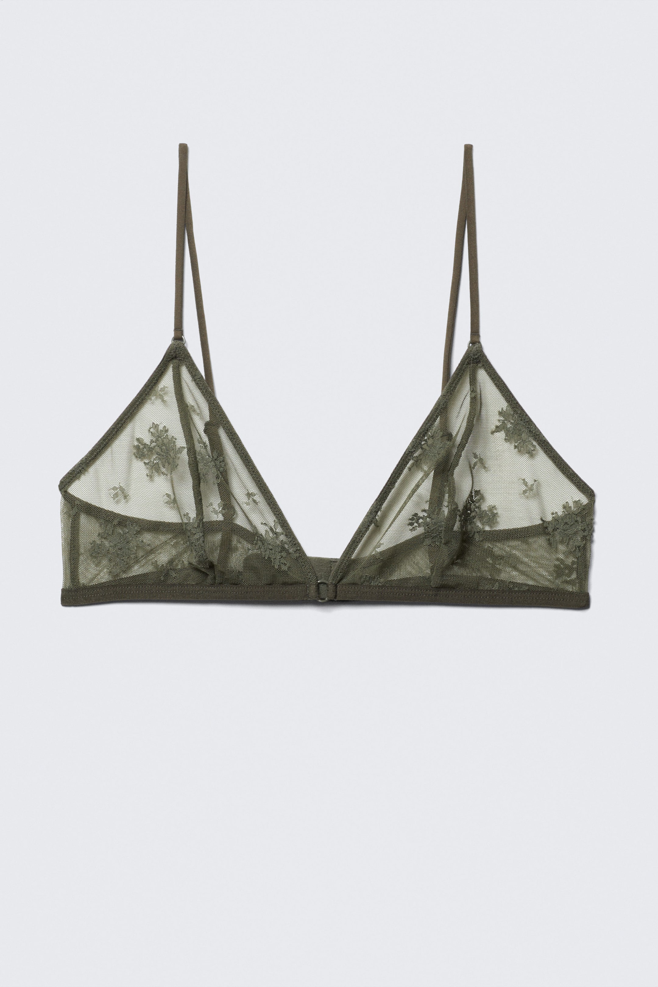 Dark Khaki Green - Lace Triangle Soft Bra - 1