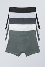 Weiß/Schwarz/Grau/Blau - Boxershorts 5er-Pack - 0